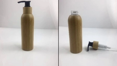 Tarro cosmético de bambú para crema y loción orgánica